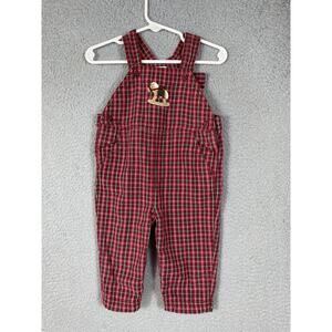 Vintage Gymboree Size 6-12M Plaid Rocking Horse Overalls